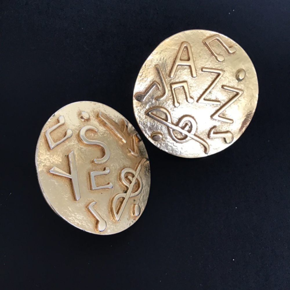 Yves Saint Laurent YSL/JAZZ  90’s vintage gold tone clip on earrings - Picture 7 of 8